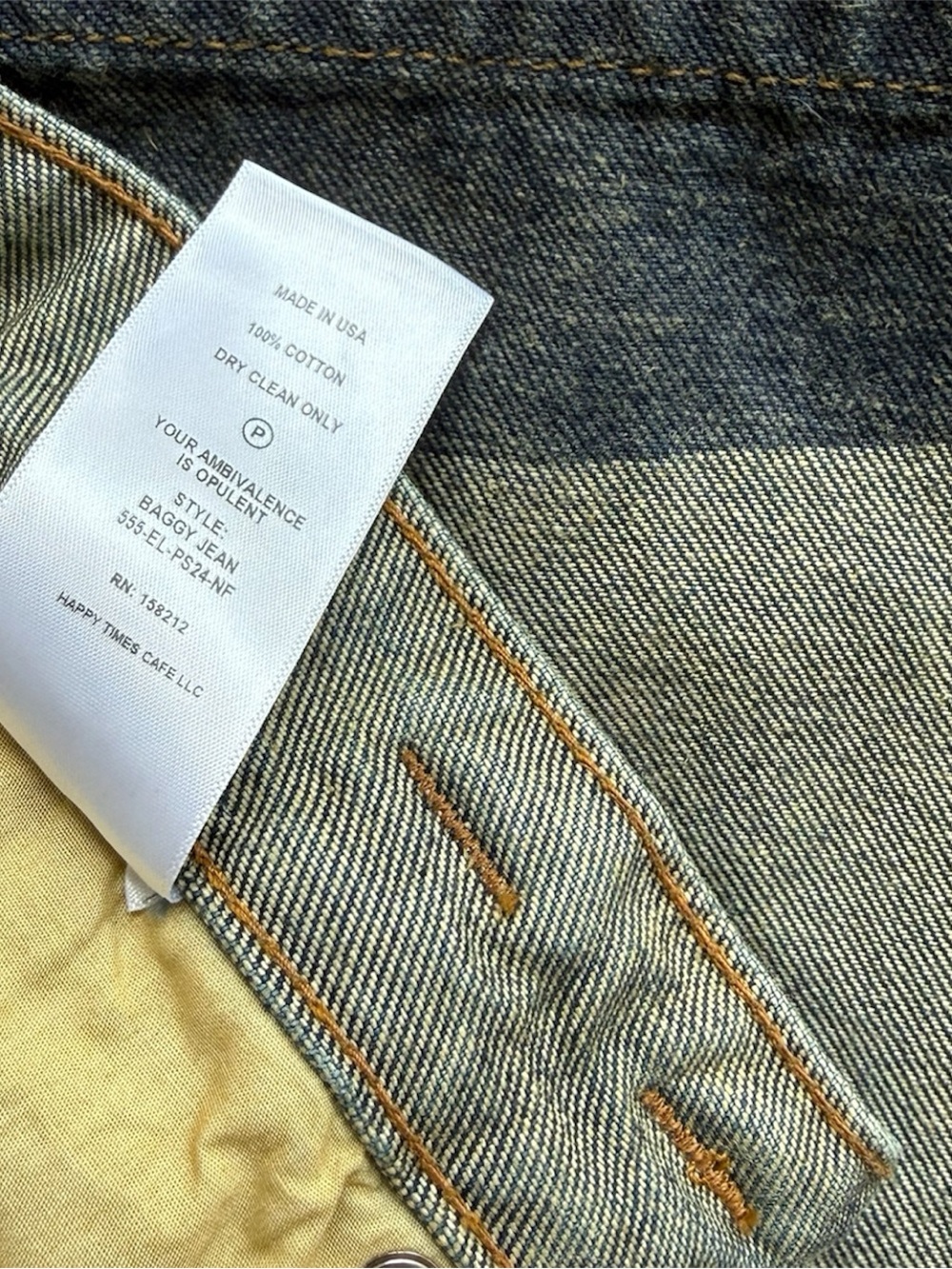 Eckhaus Latta Two-Tone Light and Dark Blue Straight Leg Jeans - Picture 5 of 5